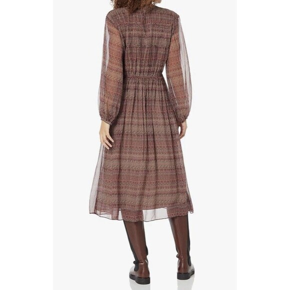 Joie Midi Dress $448 Alquina Silk in Anise Flower Multi Blouson Sleeves 0X NWT - Picture 7 of 11